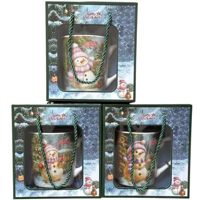 Set cadou engros Cană Crăciun cu linguriță 500ml mix modele. PV15
