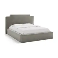 Pat matrimonial gri închis tapițat cu spațiu de depozitare cu somieră 180x200 cm Princess – Micadoni
