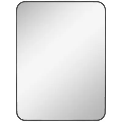 HOMCOM Oglindă de Baie 60 x 80 cm Oglindă Decorativă de Perete cu Ramă Metalică și Cârlig Ușor de Agățat pentru Sufragerie, Hol, Intrare - Negru | Aosom Romania
