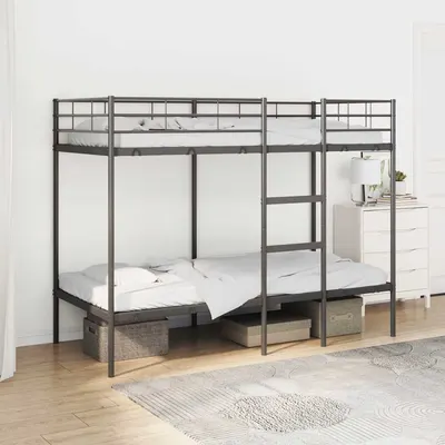 Gossi pat supraetajat fara saltea negru 100x190 cm otel