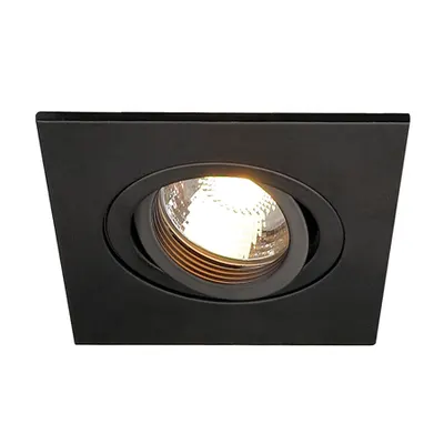 Spot incastrat, NEW TRIA 78 XL Ceiling lights GU10, black recessed fitting, QPAR51, square, matt black, max. 50W, incl. clip springs