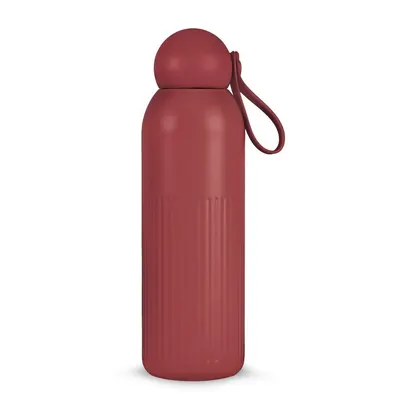 Sticlă termică burgundy cu pai din oțel inoxidabil 500 ml Tekla – Sagaform