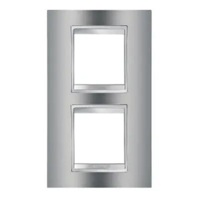 Placa ornament CProiector HORUS LUX international - IN METALLISED TECHNOPOLYMER - 2+2 modul VERTICAL CENTRE DISTANCE 71mm - CHROME - CProiector HORUS