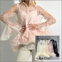 Bluza vaporoasa cu snur decorativ si maneci bufante 2