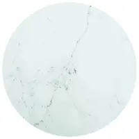 vidaXL Blat masă alb Ø60x0,8 cm, sticlă securizată cu design marmură