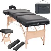Gossi set taburet si masa masaj pliabile 3 zone, 10 cm grosime, negru