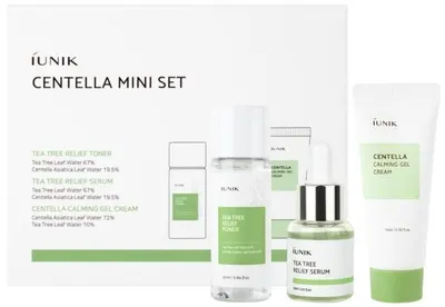 iUNIK Centella & Tea Tree Relief Set pentru față Mini, 3 piese