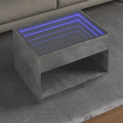 Gossi masuta de cafea cu led infinity, gri beton, 70x50x50 cm