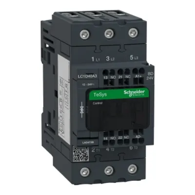 Contactor, TeSys Deca, 3P(3 NO), AC-3/AC-3e, <=400V, 40A, bobina standard 24V CC, terminale cu arc