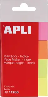 Indicii de hârtie Apli - 4 culori neon, 20 x 50 mm