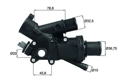 Termostat lichid racire (83 C, in carcasa) potrivit DS DS 5; VOLVO S40 II, V50; CITROEN C4 GRAND PICASSO I, C4 II, C4 PICASSO I, C5 III, C8, DS4, DS5, JUMPY II; FIAT SCUDO 2.0ALK-3.0D 12.03