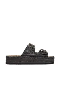 Slapi femeie Rafia Nero - material textil