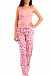 Pijama dama, cu pantalon lung, Linse, roz pudra (Marime pijama: S)