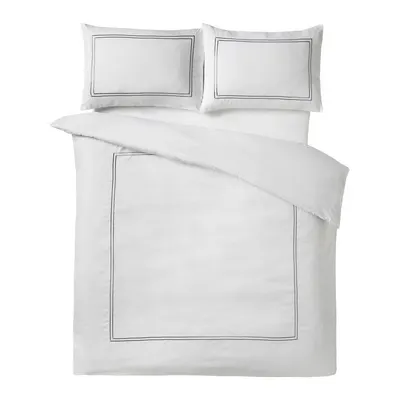 Lenjerie de pat albă din satin pentru pat dublu cu 3 piese 200x200 cm So Soft Mono Satin Stitch – Catherine Lansfield