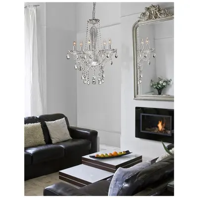 Lampa suspendata MOZART Crom Aluminiu Sticla & K9 Crystal LED E14 5x5W 230V IP20 Fara bec