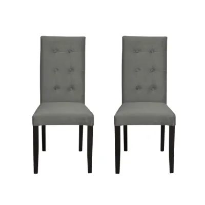 Set 2 scaune living TEO LUX, picioare lemn wenge, stofa gri deschis, 46x60x98 cm