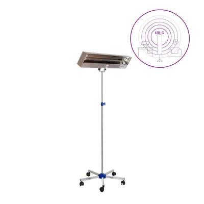 Dispozitiv de dezinfectie cu lumina ultravioleta UV-C (lampa UV-C) LBAI 30W, din inox, cu montare pe stativ mobil