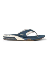 Papuci flip-flop cu model in doua tonuri Fanning - Alb fildes/Albastru petrol