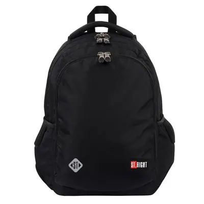 Ghiozdan cu 3 compartimente, 2 buzunare, St Majewski, St.Right Black, 46 cm, Negru