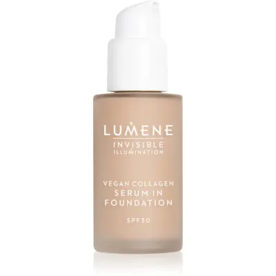 Lumene Invisible Illumination Vegan Collagen Serum in Foundation make-up cu textura usoara cu efect de nutritiv SPF 30 2 30 ml