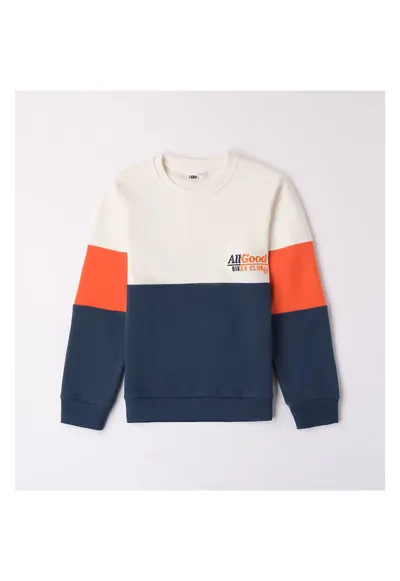 Bluza flausata cu imprimeu pentru baieti - 4.7703 - Alb/Portocaliu/Albastru
