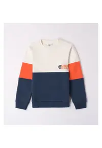 Bluza flausata cu imprimeu pentru baieti - 4.7703 - Alb/Portocaliu/Albastru