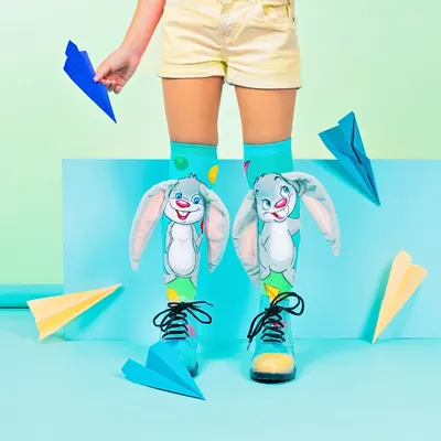 Șosete lungi colorate Madmia pentru băieți Hop Hop Bunny 3-5 ani
