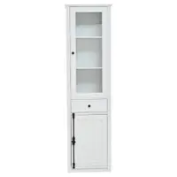 Vitrină înaltă cu iluminare LED, Alb | Aosom Romania