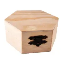 Cutie hexagonală din lemn mică 9x8x4cm - Default Title