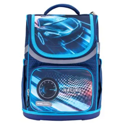 Ghiozdan neechipat mini, 36x26x16 cm, Race blue, Belmil