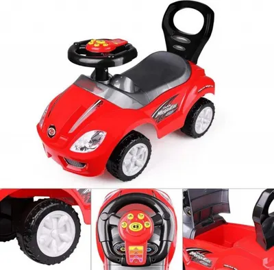Masinuta pentru copii Novokids MegaCar Rosu Cu melodii, Lumini, Maner de impins detasabil pentru parinti