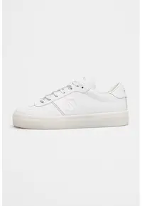 Pantofi sport din piele cu detaliu monograma lateral - Alb