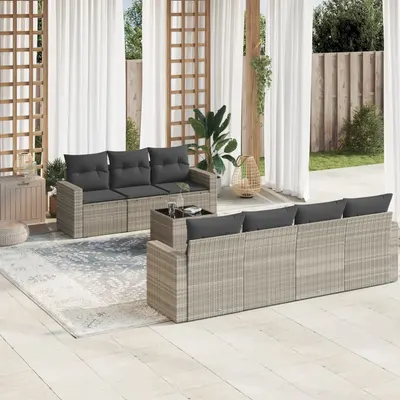 Gossi set mobilier de gradina cu perne, 8 piese gri deschis poliratan