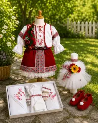 Set Botez Traditional Dana - 3 piese Botez Traditional : costumas, lumanare si trusou