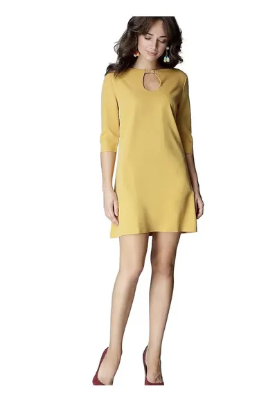 Rochie de zi - 3/4 lungime - Poliester/Viscoza - Galben