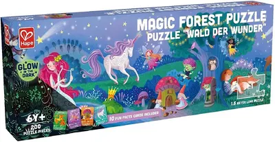Hape Puzzle panoramic din lemn de 200 de piese - Pădurea magică