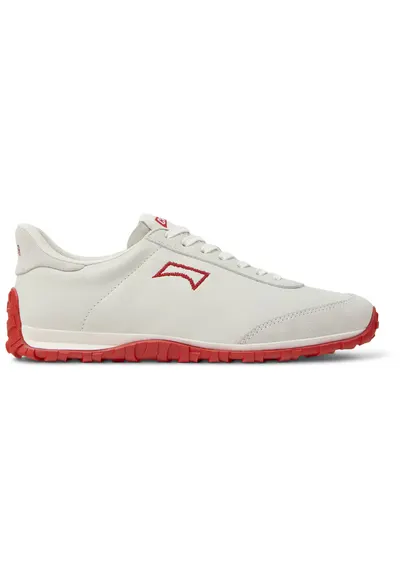 Pantofi sport Drift Walker din piele si piele intoarsa - Alb/Alb murdar