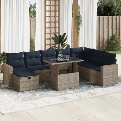 Gossi set canapele de gradina cu perne, 9 piese, maro, poliratan