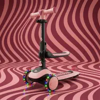 Trotineta pentru copii Kinderkraft Halley 2 Rose Pink, reglabila, pliabila, roti Led luminoase, cu scaunel