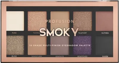 Profusion Cosmetics Paletă de farduri de pleoape Smoky Mini, 10 culori