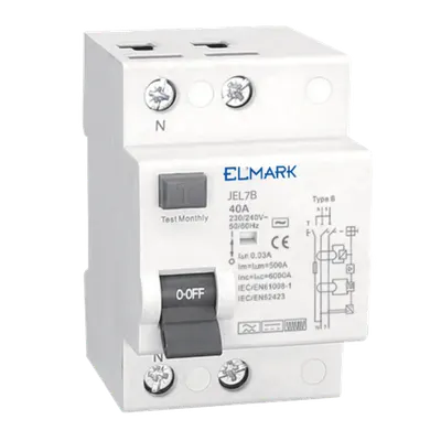 Electromag. Rccb Jel7b 10ka 2p Type B 100a/30ma