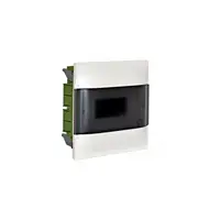 Practibox S Montaj incastrat cabinet pentru zidarie cu Bara de nul - Usa fumurie - 1 rand cu 12 module per rand