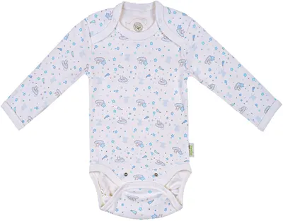 Body cu mânecă lungă pentru bebeluşi Bio Baby - Bumbac organic, 68 cm, 4-6 luni, alb-albastru