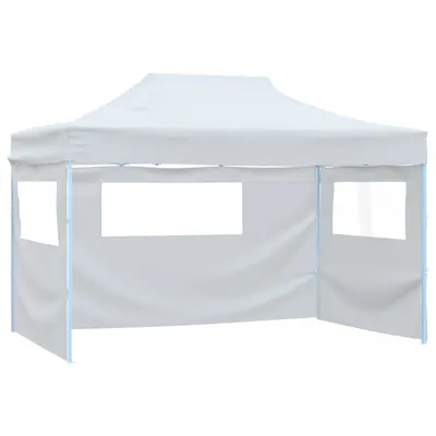 vidaXL Cort petrecere pliabil cu 3 pereți laterali, alb, 291x413x315 cm