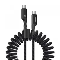 Cablu Date si Incarcare USB-C - USB-C Baseus Fish Eye Spring, 100W, 1m, Negru P10320203111-00