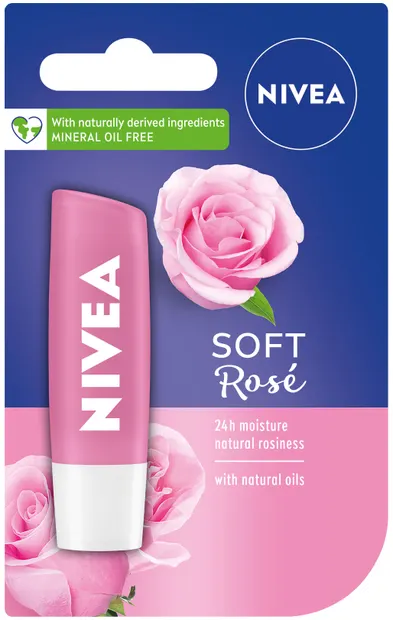Nivea Balsam de buze Soft Rose, 4.8 g