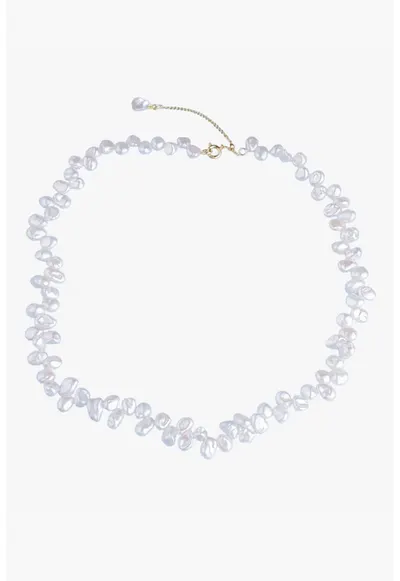 Colier placat cu aur de 14K si perle naturale - Alb/Auriu