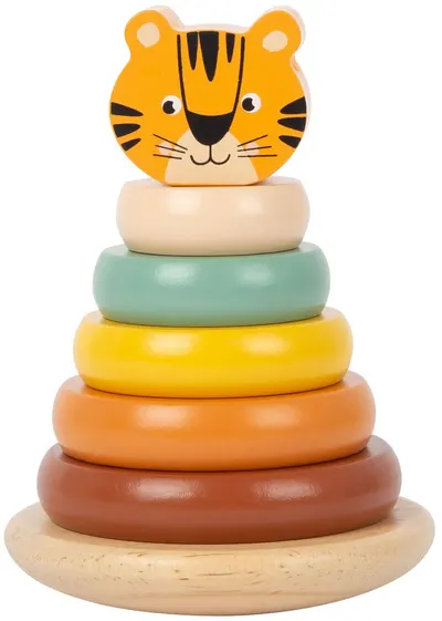 turn din lemn cu inele de sortare Small Foot - Tiger