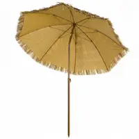 Outsunny Umbrelă de plajă cu franjuri din paie Ø178 cm cu înclinare înălțime reglabilă UV50+ husă de transport Maro Deschis | Aosom Romania