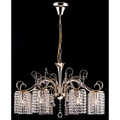 Candelabru Diamant Crystal Leona,5 becuri dulie E27, 230V,D.73cm, H.86 cm,Auriu